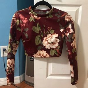 Floral Red Crop Top